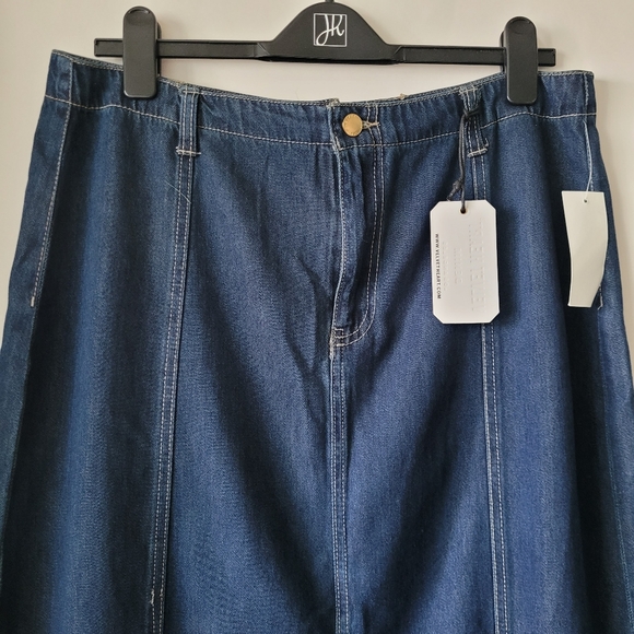 Velvet Heart Denim Blue Nikkie High Waist Slitted Long Midi Denim Skirt Large - Picture 3 of 16